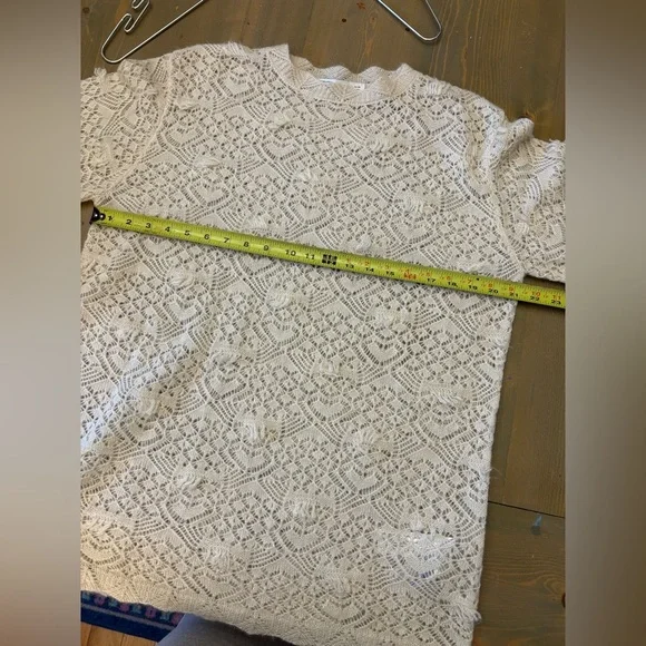 Zara Cream Lace Knit Top Size Small - Picture 5 of 9